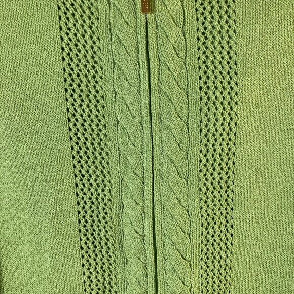 Womens Vintage St John Sport Knit Wool Hooded Zip Cardigan Green L Wool Rayon - Picture 6 of 10